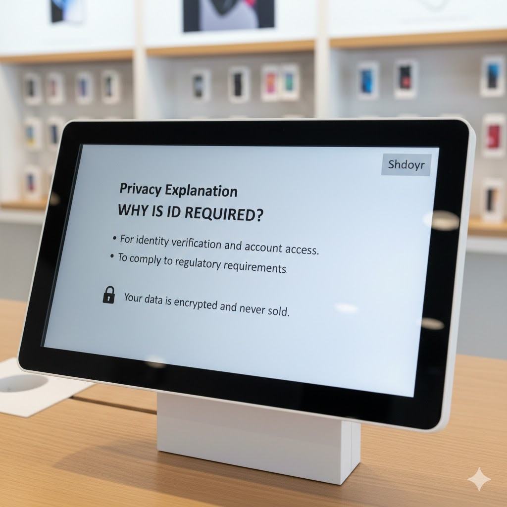 Step 3: Privacy explanation — Why is ID required, encrypted, never sold