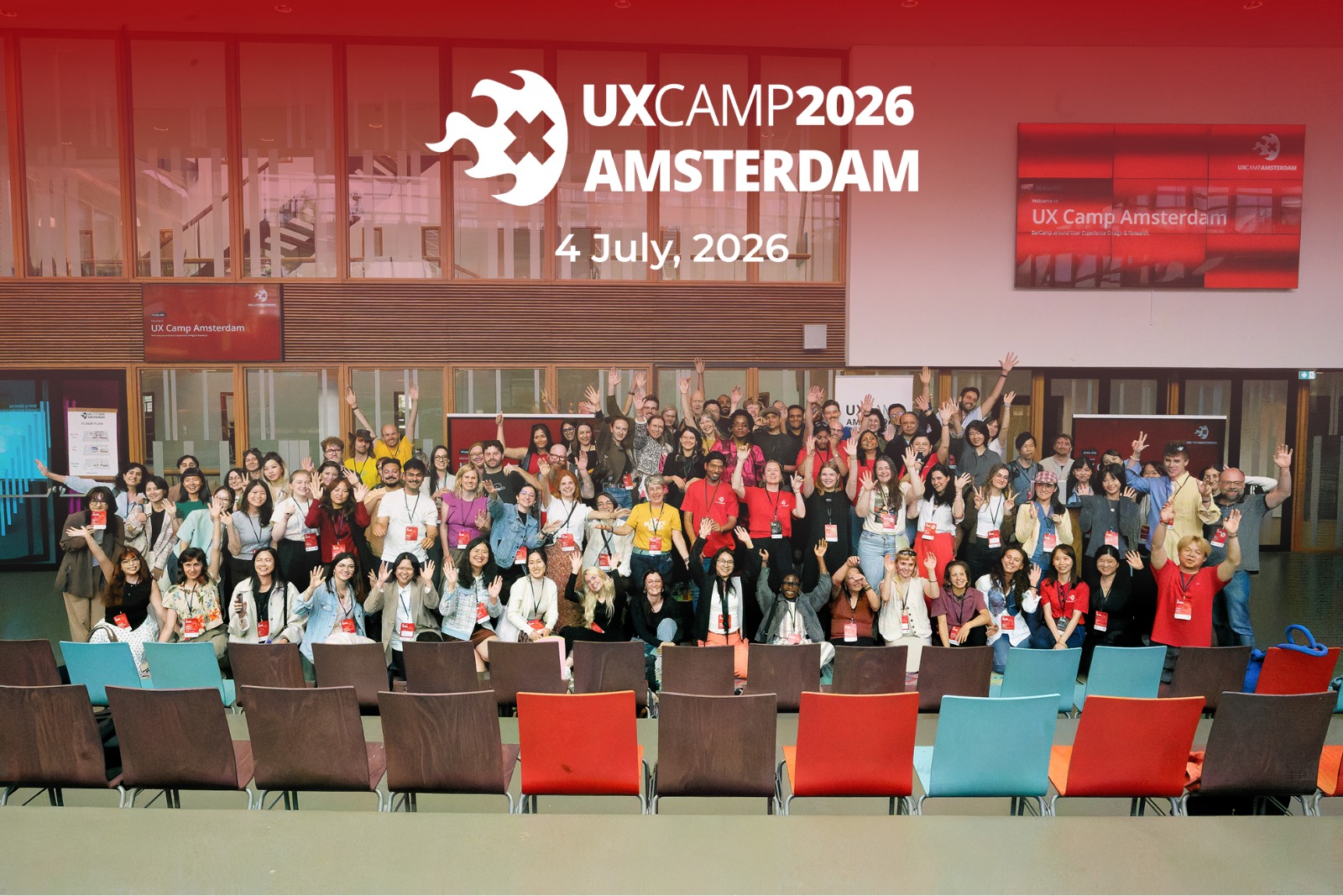 Full UX Camp Amsterdam 2026 group photo, 4 July 2026